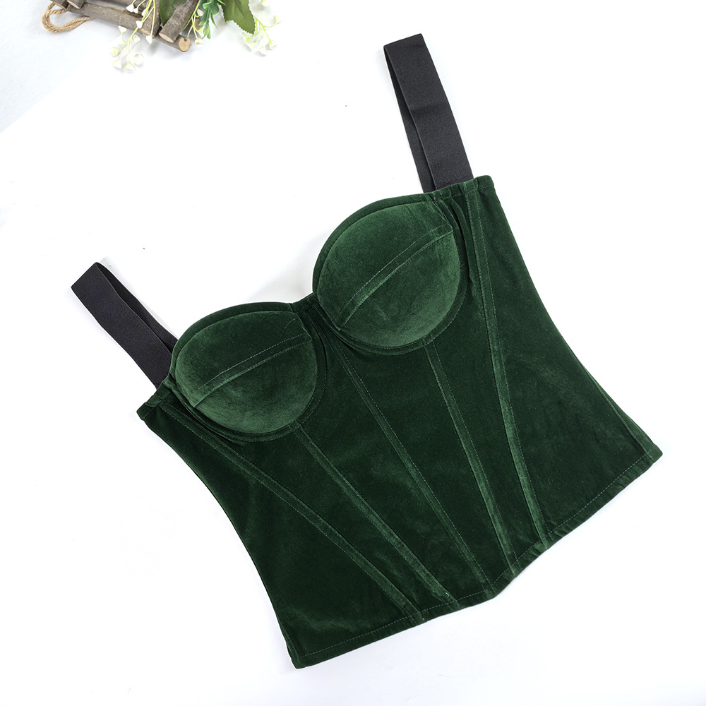 Womens Velvet Bustier Corset Top Body Shaper for Slimming Night Party Wear